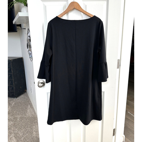 gap womens xl true black bell sleeve shift dress stretch knit minimalist nwt - Picture 9 of 10